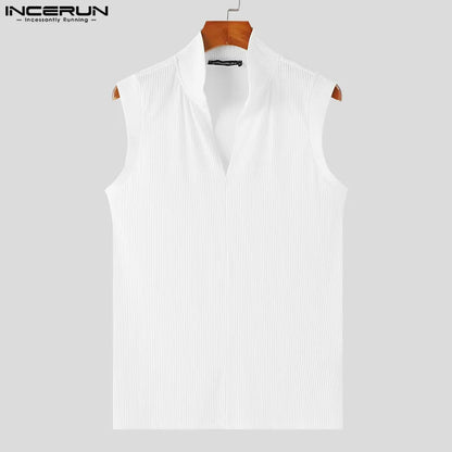 Men's Slim Fit Sleeveless Zip-Up High Collar Tank Top