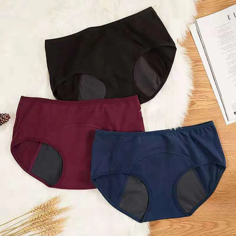 Breathable Cotton Menstrual Panties for Women - Low Waist Period Underwear