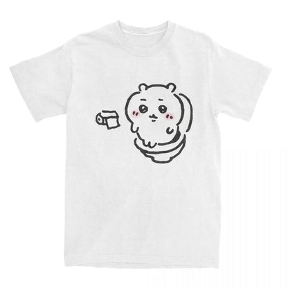 Chiikawa Toilet Time T-Shirt - Oversized Aesthetic Unisex Tee - 100% Cotton