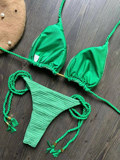 Braided Rope Strap Bikini Set - Women's Brazilian Swimwear