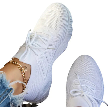 Breathable Casual Women's Sneakers with Lace-Up Design - Various Colors