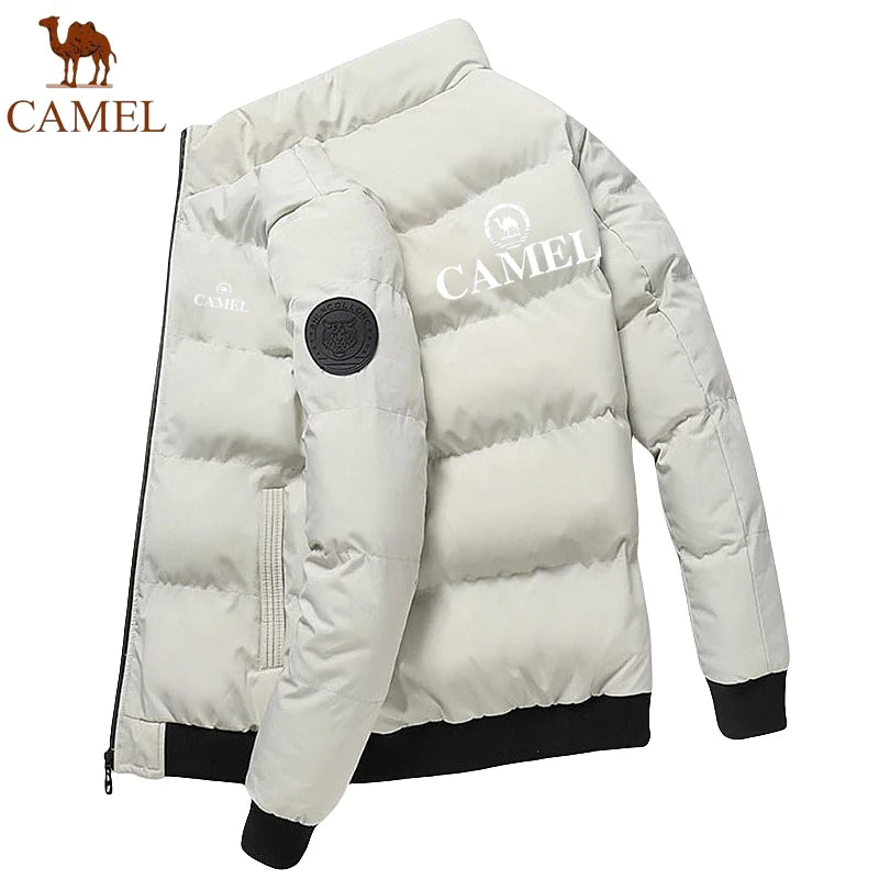 GOLDEN CAMEL Men's Thick Warm Puffer Jacket with Short Stand Collar