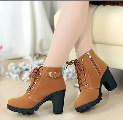 Strappy Short High Heeled Boots for Women