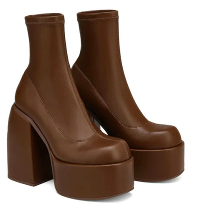 Chic Thick Sole Ankle Boots for Women