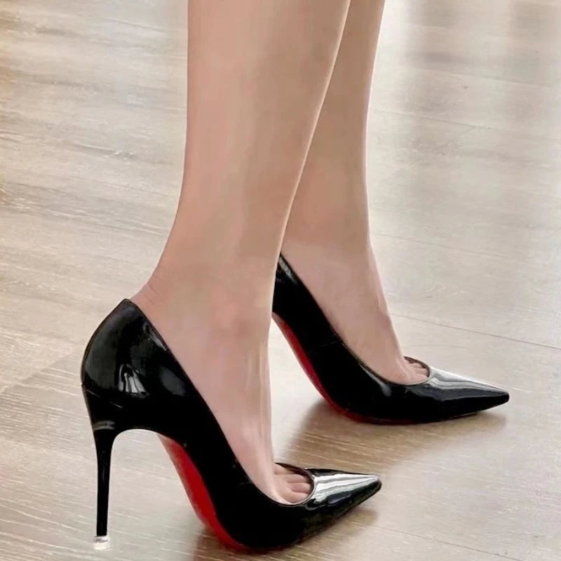 Elegant Pointed Toe High Heels for Women with Glossy Red Bottoms