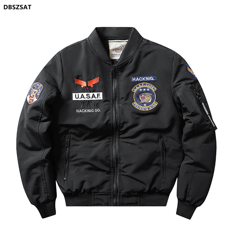 Men's Thick Fleece Air Force Pilot Bomber Jacket