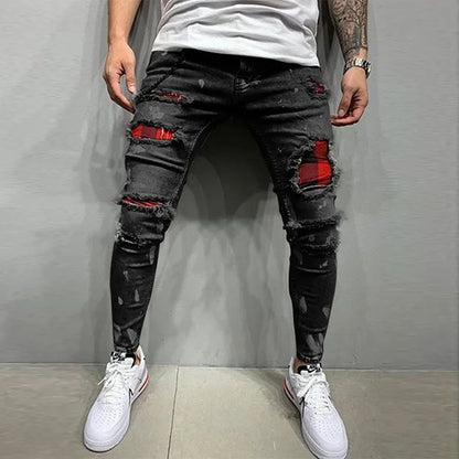 Men's Ripped Stretch Skinny Jeans - Various Colors