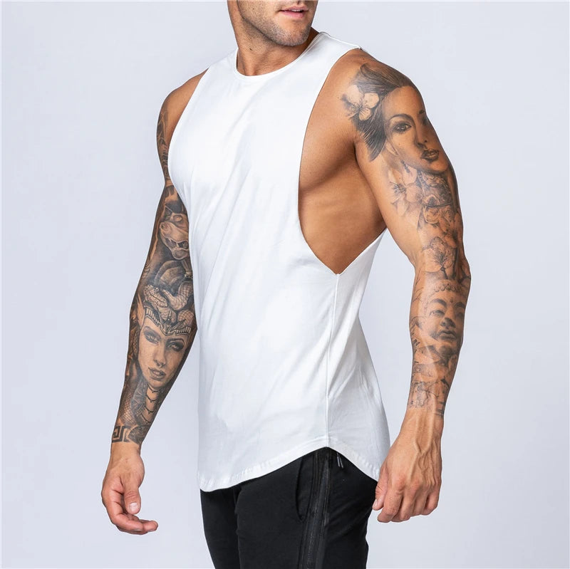 Men's Cotton Sleeveless Gym Tank Top - Various Colors