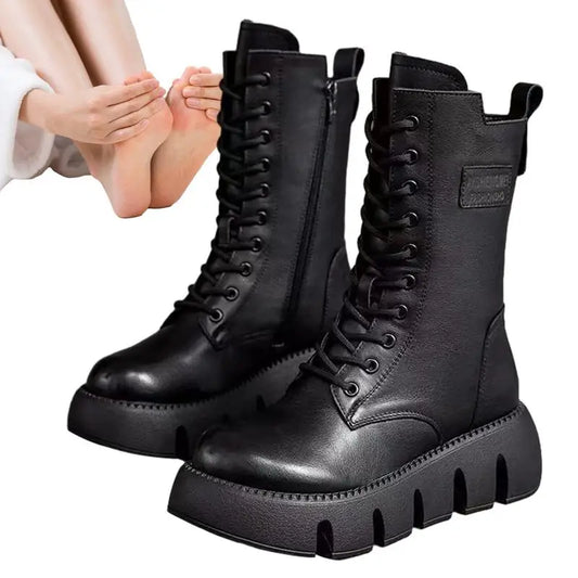 Women's Side Zip Motorcycle Boots-Various Colors