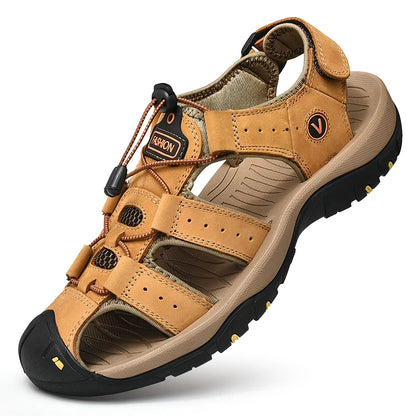 Men's Faux Leather Casual Outdoor Sandals - Stylish Leather Footwear