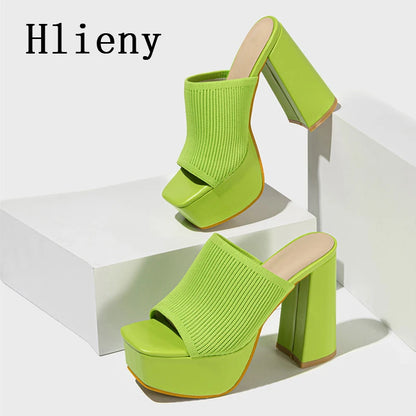 Open Toe High Heel Sandals for Women - Breathable Knitted Design