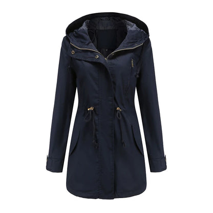 Womens Cotton Hooded Trench Coat - Various Colors