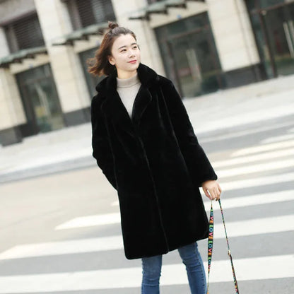 Women's Thick Mink Plush Faux Fur Coat