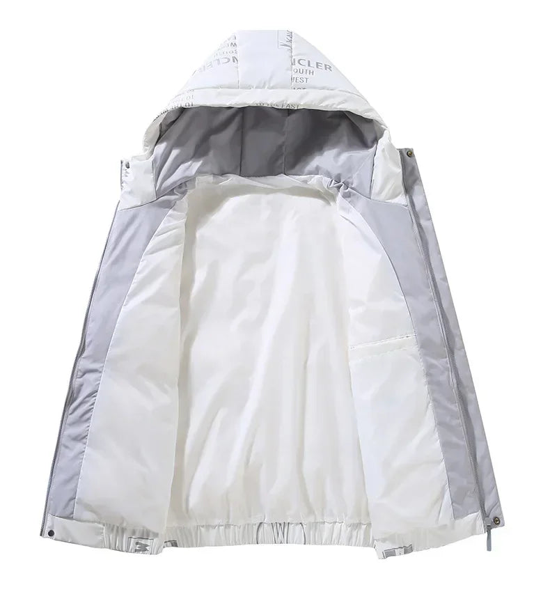 Men's Glossy Hooded Puffer Parka Jacket