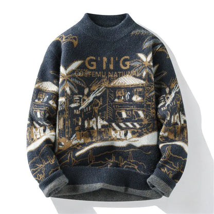 Men's Picture Print Knitted Sweater Jumper