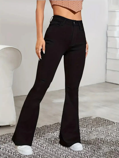 Women's High Waist Flare Stretch Skinny Jeans - Fashionable Denim Pants