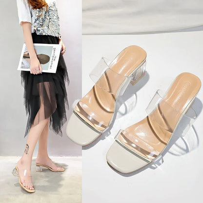 Women's Transparent PVC Jelly High Heel Open Toe Sandals