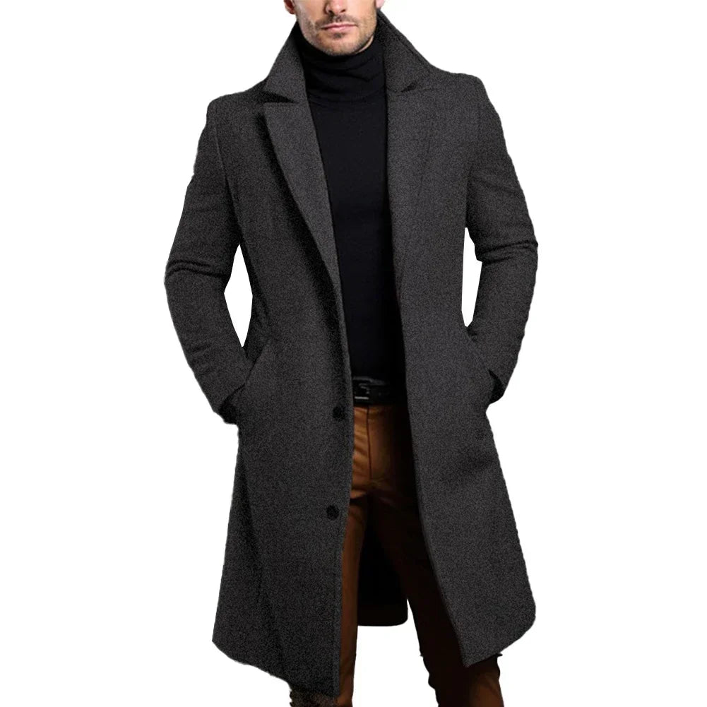 Men's Single-Breasted Trench Coat - Various Colors