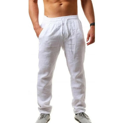 Men's Breathable Cotton Linen Trousers - Various Colors