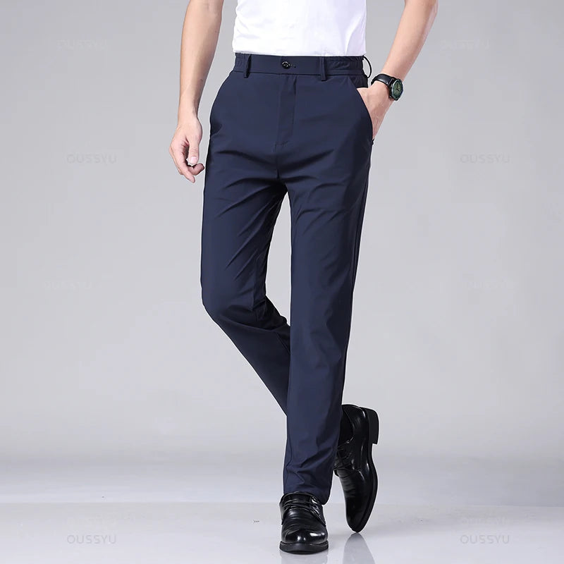 Men's Slim Fit Casual Stretch Pants with Elastic Waist