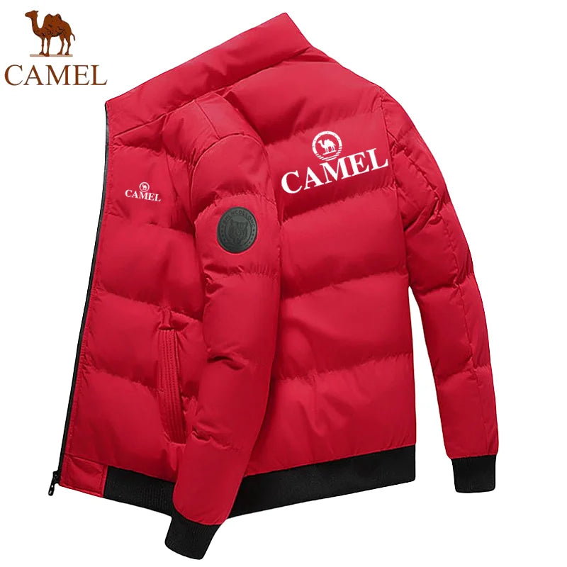 GOLDEN CAMEL Men's Thick Warm Puffer Jacket with Short Stand Collar