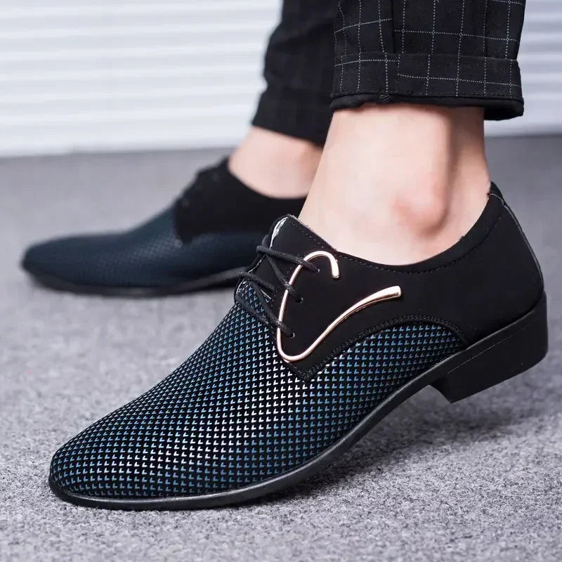 Men's Plaid Lace-Up Shoes - Concise Style