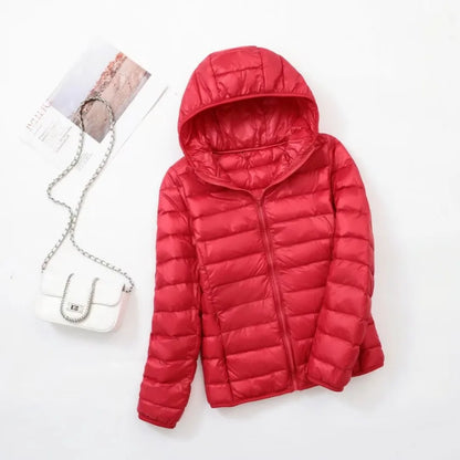 Womens Slim Hooded Puffer Jacket - Various Colours