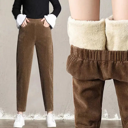 Women's High-Waisted Warm Corduroy Harem Trousers