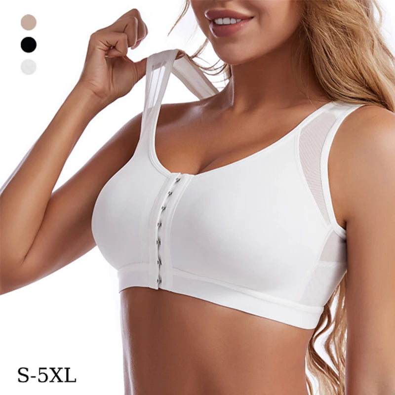 Front Closure Lift-Up Bra for Women with Cross Back Push-Up Design