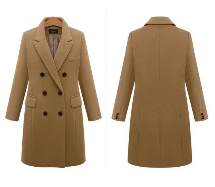 Women's Woollen Long Coat - Various Colors