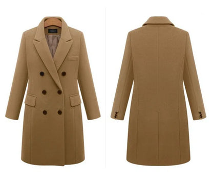 Women's Woollen Long Coat - Various Colors