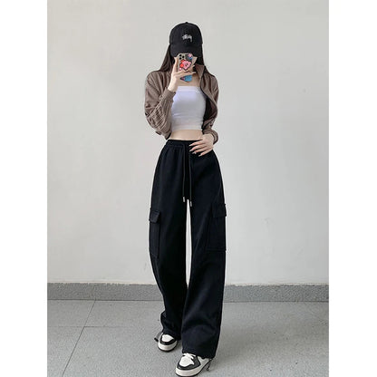 Korean Style High Waist Oversized Wide Leg Joggers for Women - Various Colors