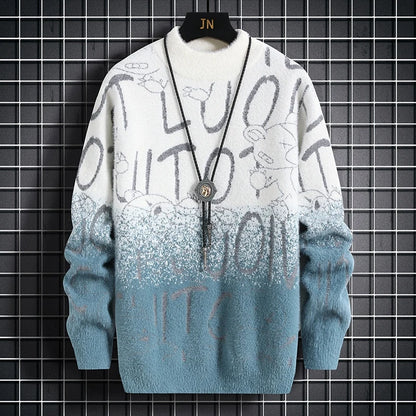 Men's Harajuku Knit Sweater with Letter Print