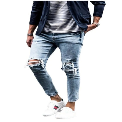 Men's Slim Fit Distressed Denim Stretch Jeans