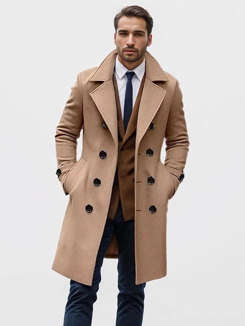 Men's Casual Double-Breasted Trench Coat- Various Colors