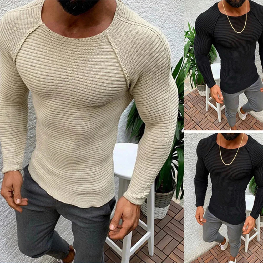 Men's Slim Fit Mock Neck Casual Sweater - Various Colors