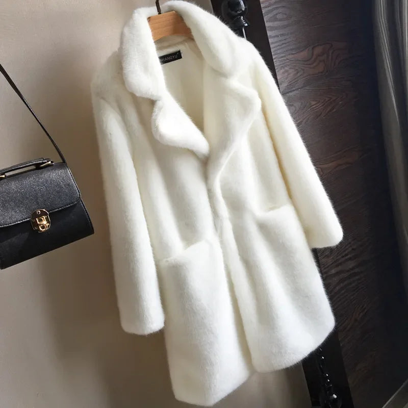 Women's Thick Mink Plush Faux Fur Coat