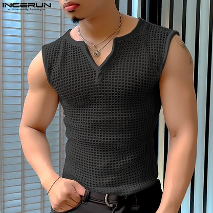 Men's Mesh V-Neck Transparent Tank Top