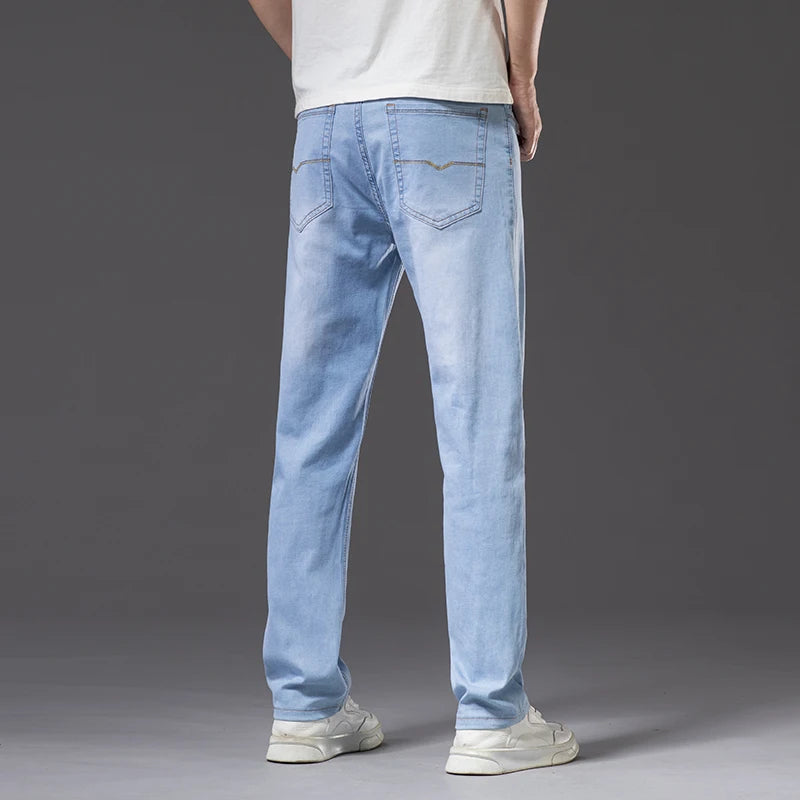 Men's Relaxed Fit Stretch Jeans - Loose Straight Leg Denim