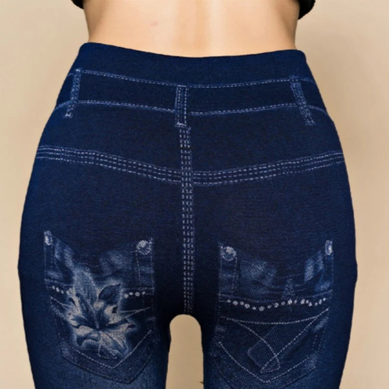 Women's High-Waisted Printed Skinny Denim Jeans - Ankle-Length Slim Fit