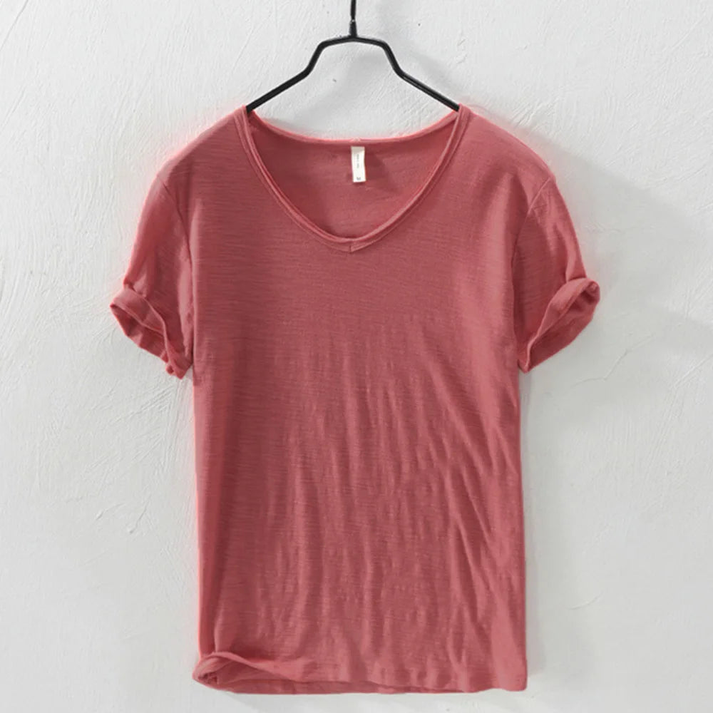 Women's V-Neck Short Sleeve Slim Fit T-Shirt - Various Colors