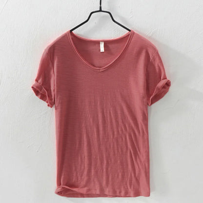 Women's V-Neck Short Sleeve Slim Fit T-Shirt - Various Colors