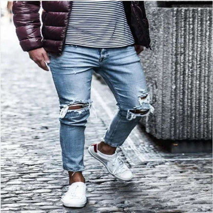 Men's Slim Fit Distressed Denim Stretch Jeans