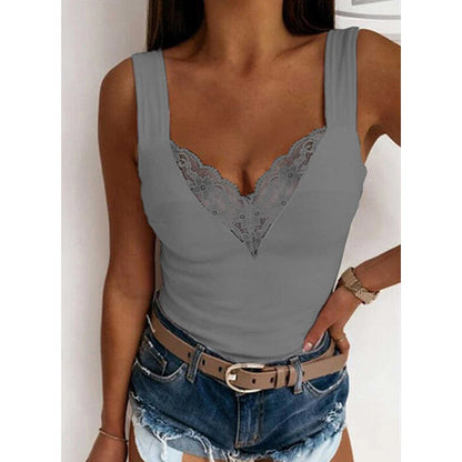 Elegant Women’s Sleeveless Lace Tank Top - Various Colors