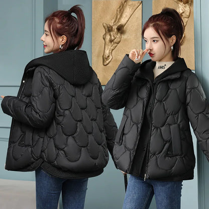 Korean-Style Oversized Quilted Jacket for Women