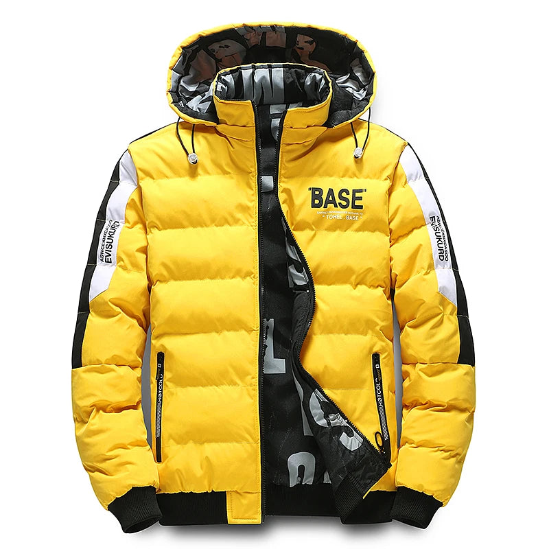 Men's Warm Padded Cotton Jacket with Removable Hood