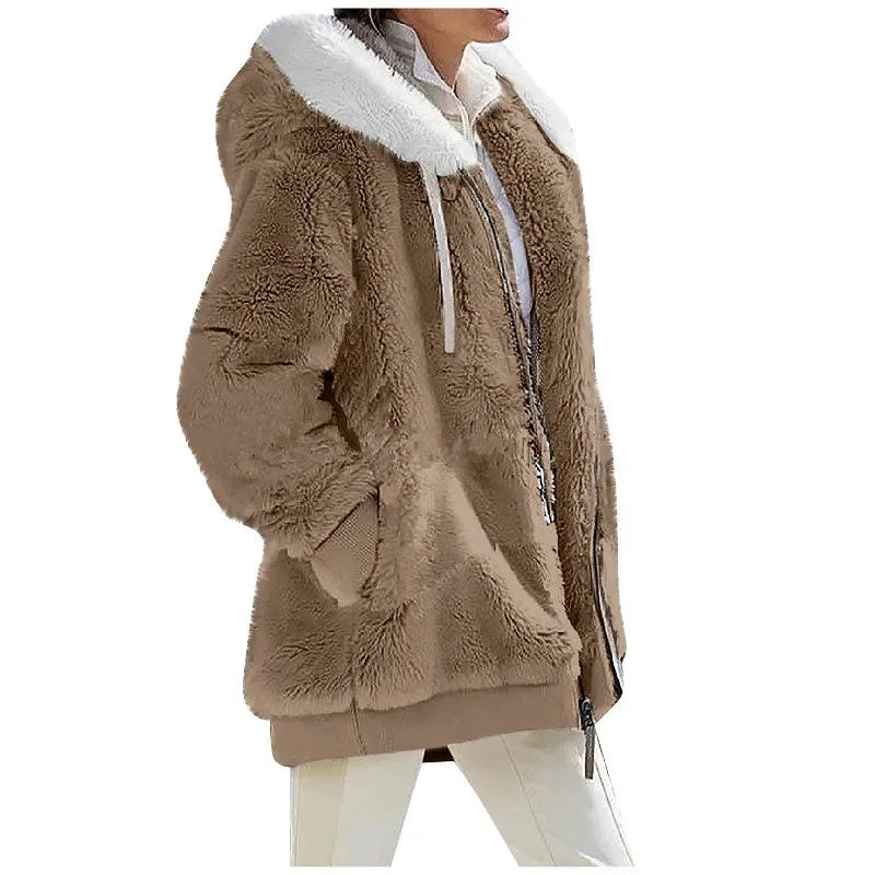 Womens  Fleece Lined Hooded Jacket - Various Colors