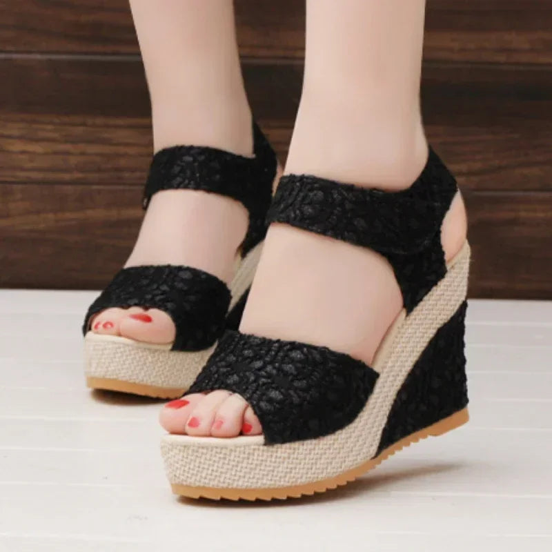 Women's Fashion Mesh Peep Toe Platform Footwear-Various Colors