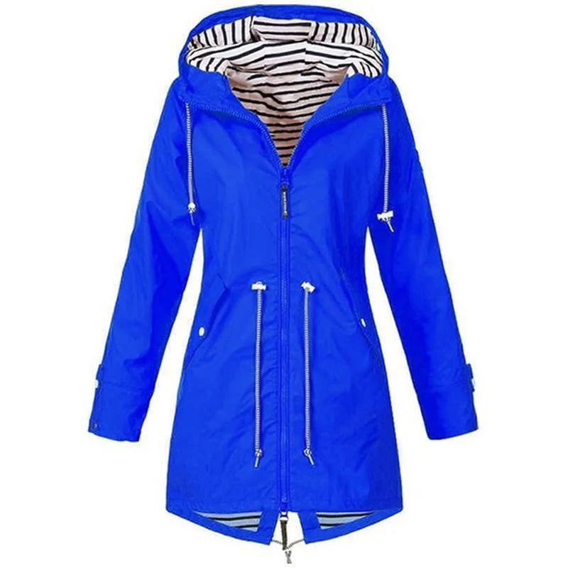 Women's Lightweight Waterproof Raincoat with Drawstring Fastening