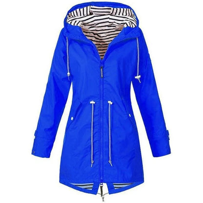 Women's Lightweight Waterproof Raincoat with Drawstring Fastening